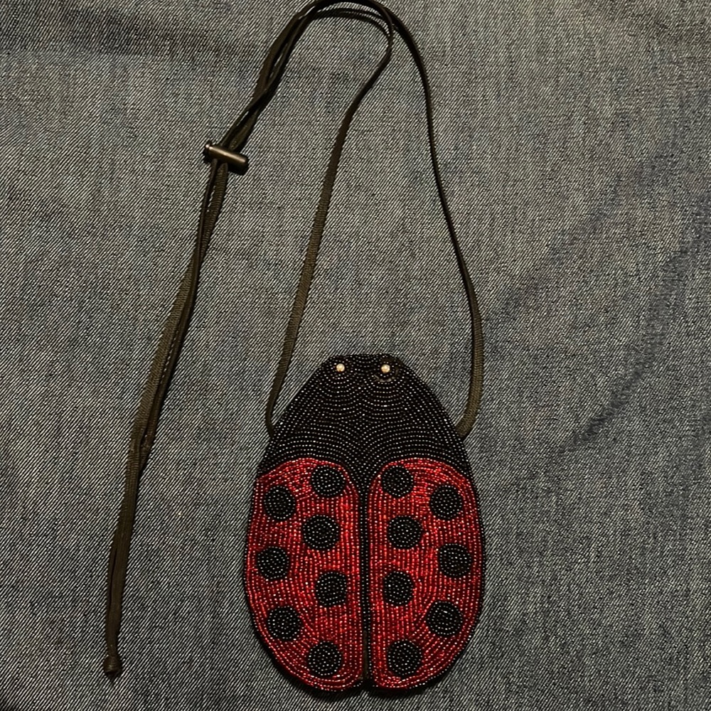 Beaded Ladybug cross body bag